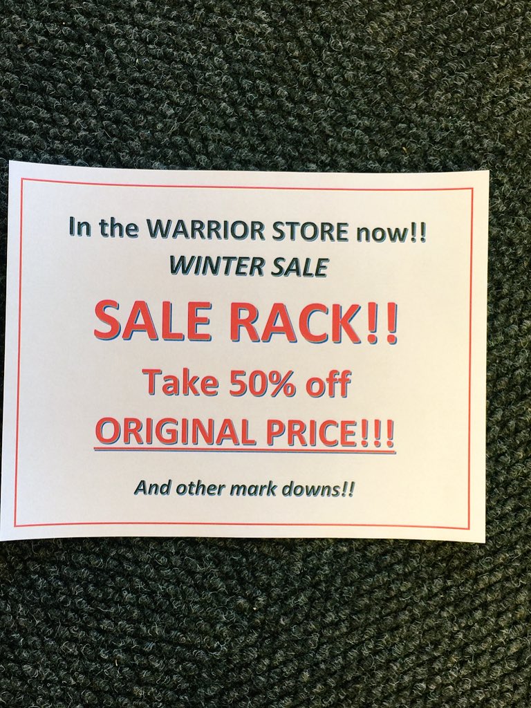 LRWarriorStore's tweet photo. Warrior Store Winter Sale!! #lovetosavemoney #warriorstuff https://t.co/r2xSH8QdRL