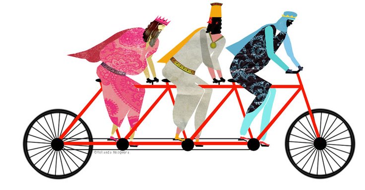 biciapunto_com's tweet photo. ¡Este año los Reyes Magos vienen en #bicicleta! Feliz #CabalgataMadrid (Ilustración de Yolanda Mosquera) https://t.co/SkKZJ7lIfF