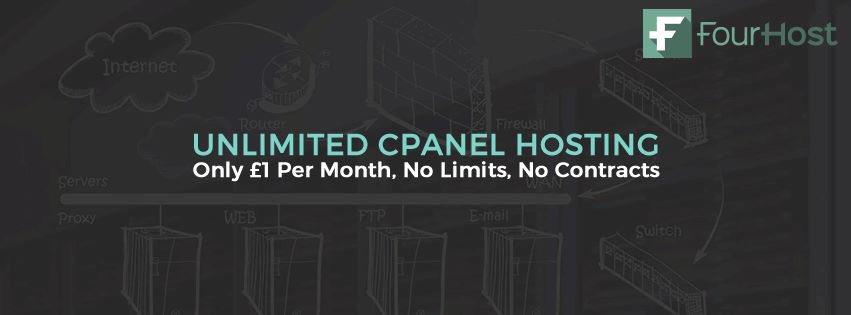 FourHostUK's tweet photo. #1pmlunch hey! We offer unlimited #hosting for £1 per month. #bargain 99.99% uptime guaranteed. 24/7 UK support https://t.co/wyLN3RFy1L