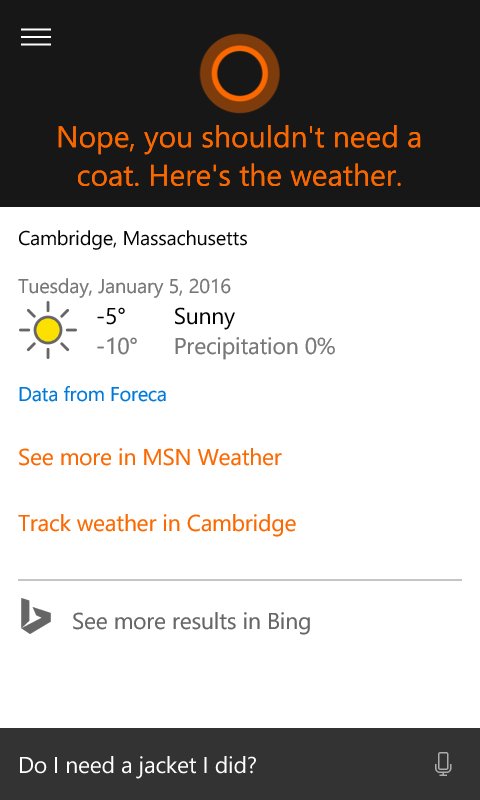 cpitclaudel's tweet photo. Looks like @microsoft's #Cortana wants me to freeze to death. https://t.co/Gm81wJ5Wl2
