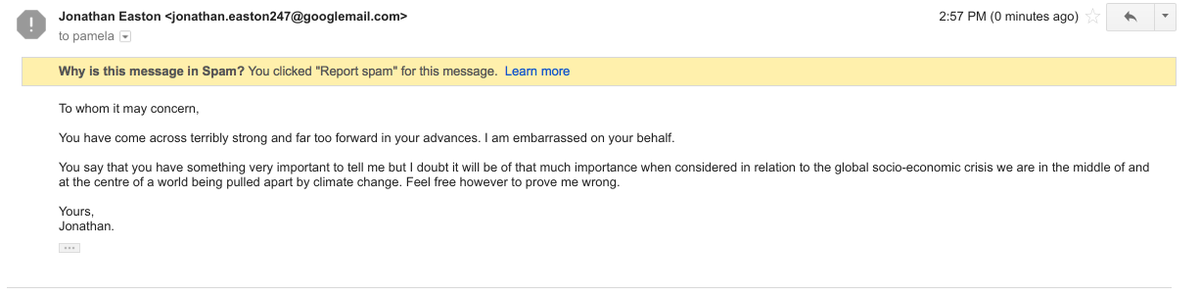 eastjoneast's tweet image. Responding to spam is always a sign of a new low but let&apos;s see where this goes #SpamAttack #HelloDear