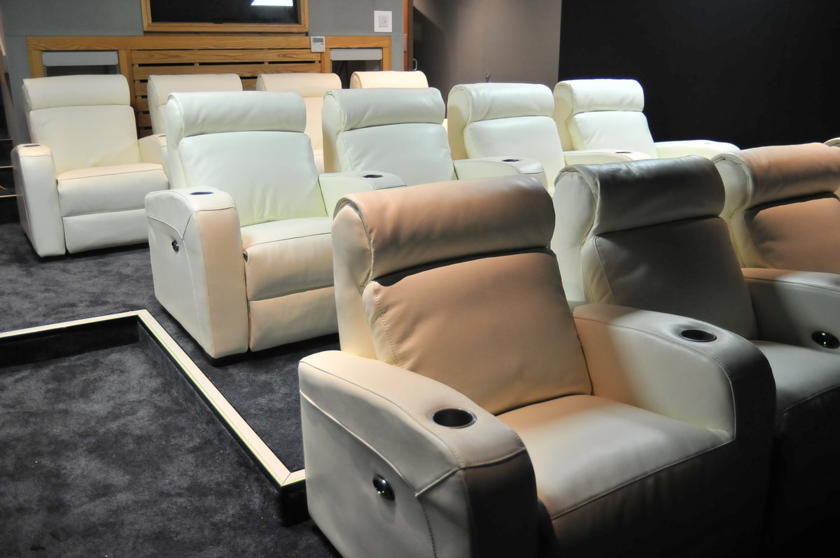 FrontRowSeating's tweet image. Three rows of FrontRow Seats installed in Maidstone Studios screening room