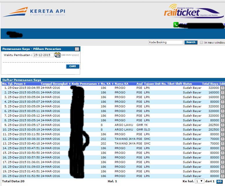 trima ksh yg sdh mempercayakan pemesanan KA 24 maret pada kami.. booking hr ini 100 % completed <a href="/KAI121/">Kereta Api Indonesia</a>
