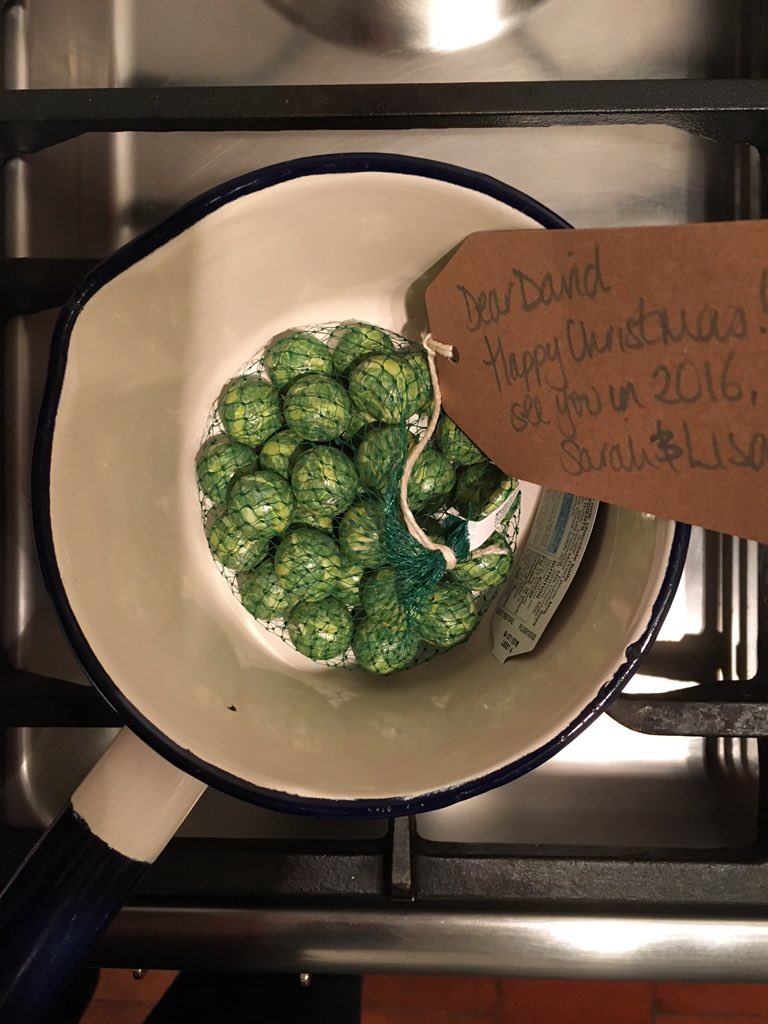 Thanks <a href="/WeareUnstuck/">We Are Unstuck</a> for the chocolate sprouts! Happy Christmas and catch up in the new year.