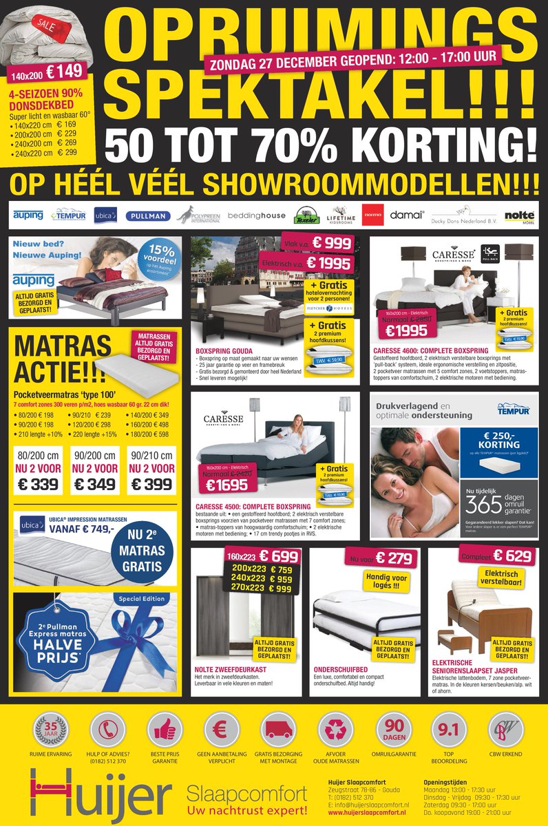 HuijerSlapen's tweet photo. Het is WINTERSALE bij Huijerslaapcomfort !!
Kortingen tot wel 70% op showroommodellen 
27-12 ZONDAG EXTRA GEOPEND !! https://t.co/JzBFeRy27t