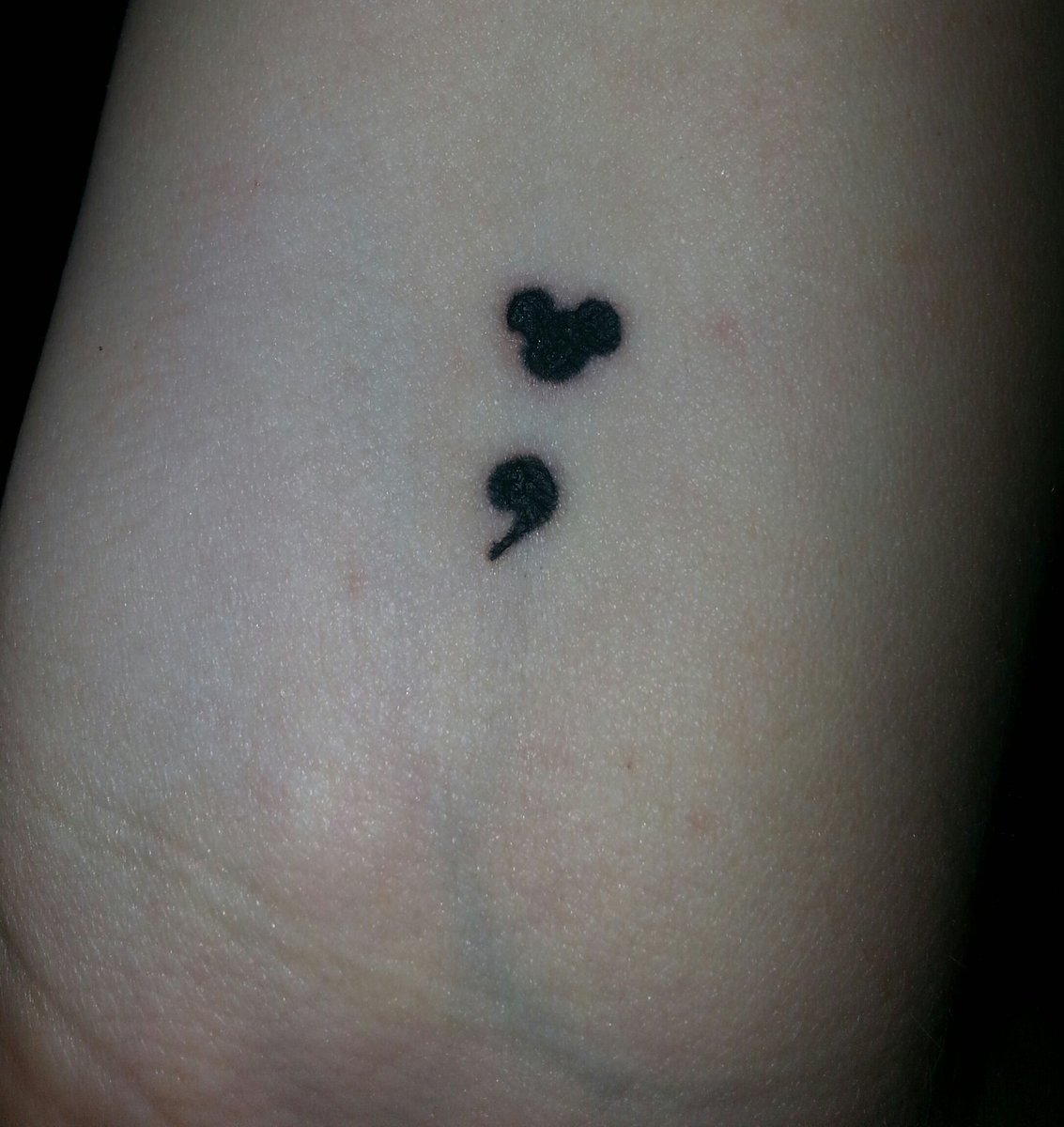 MagicMouseMania's tweet image. Second Disney tattoo. Small, simple, and I love it! #projectsemicolon #hiddenmickey