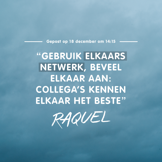 HoeWerktNL's tweet photo. 'Je eigen collega's zijn essentieel voor het vinden van een nieuwe baan', zegt Raquel. Zie jij dat ook zo? https://t.co/LR0yBWfHDI