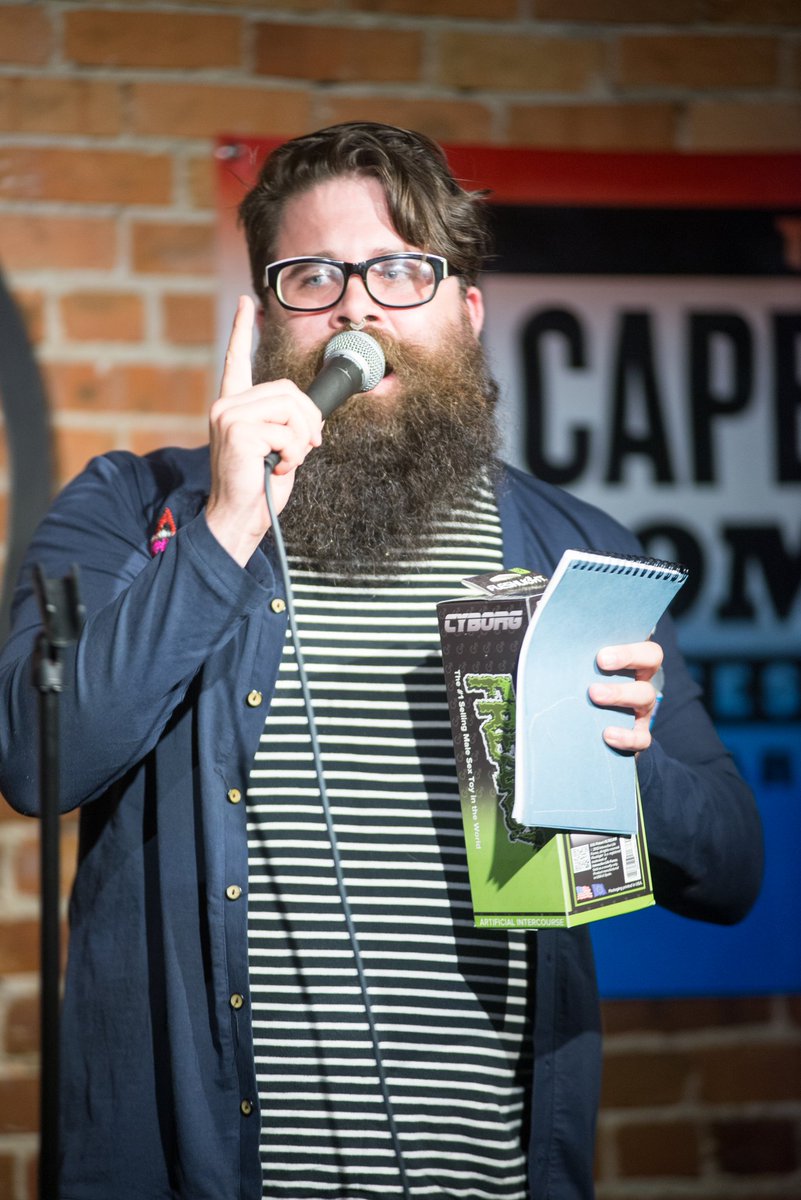 capefearcomedy's tweet photo. This bearded dude showed up with a "new" @Fleshlight He called it "improv" @christrew #CFCF2015 https://t.co/aY5f1oCIGm