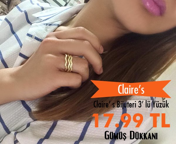 GumusDukkani's tweet photo. Claire' s Bijuteri 3' lü Yüzük Fiyatı 17,99 TL  Hemen Sipariş İçin: 0543 613 84 74 #EnPopülerYalanlar #takı #moda https://t.co/UBOrBzfCPl