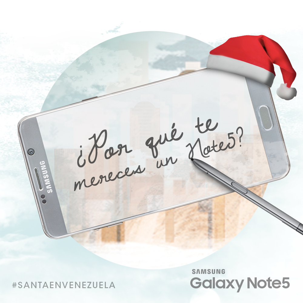 SamsungLatin's tweet photo. ¡RT si quieres ganarte un #GALAXYNote5 con #SantaEnVenezuela! https://t.co/ULvAGxOixB