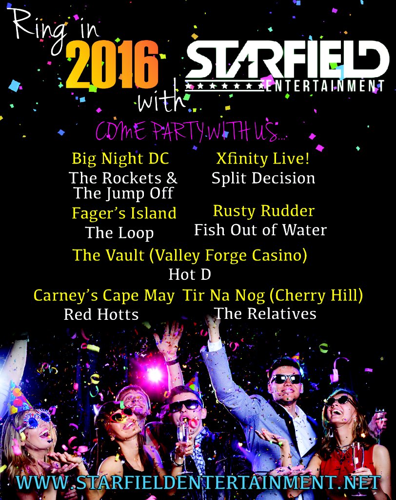 Let Starfield help you ring in the New Year!! #NewYearsEve #LiveMusic #party