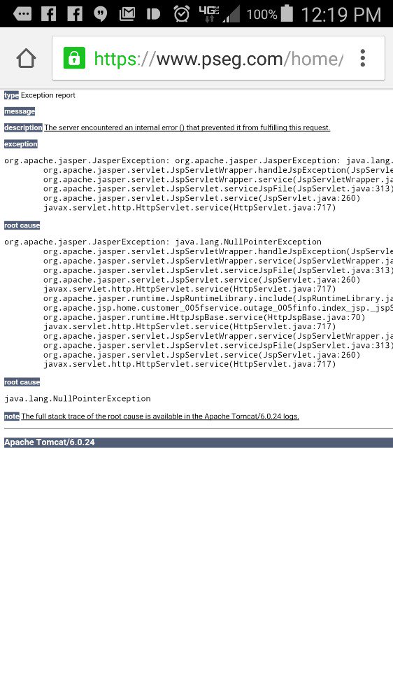 Guardanis's tweet image. That awkward moment when the online outage center is down during an outage @PSEGdelivers #javaerrors