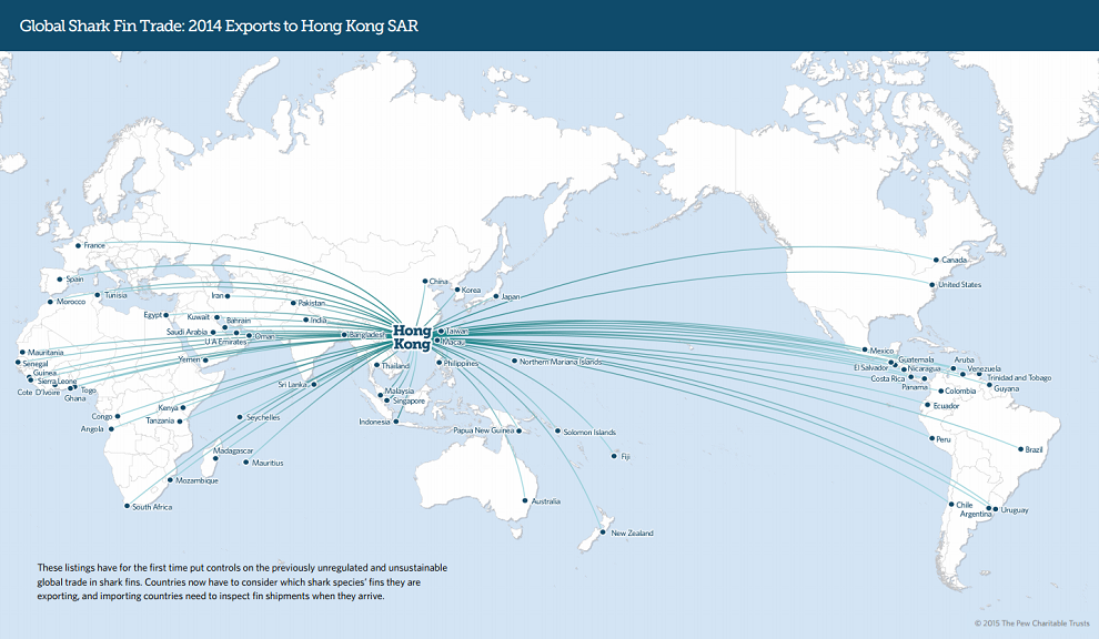 pewenvironment's tweet photo. MAP: Who’s exporting shark fins to Hong Kong—the capital of the global fin trade: https://t.co/SYWnNkmki8 https://t.co/vdBJjPWIeU