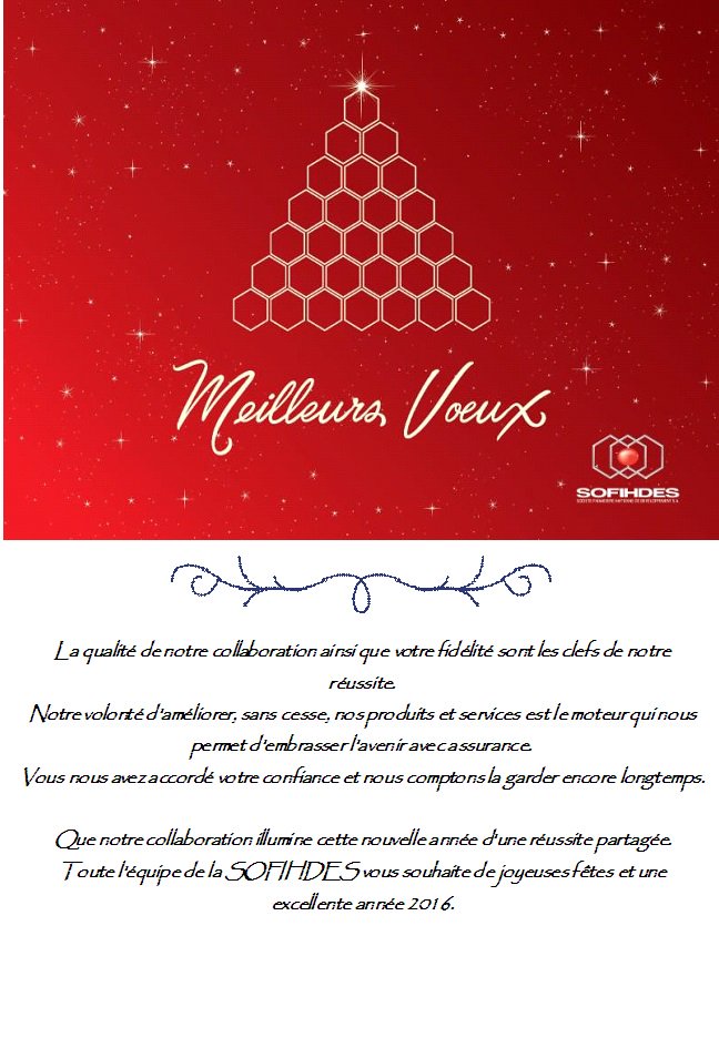 sofihdesht's tweet photo. La @SOFIHDES vous présente ses Meilleurs Voeux! Joyeux Noel et Bonne Année 2016 #Sofitraining #Sofidata https://t.co/U0phGmNzSQ