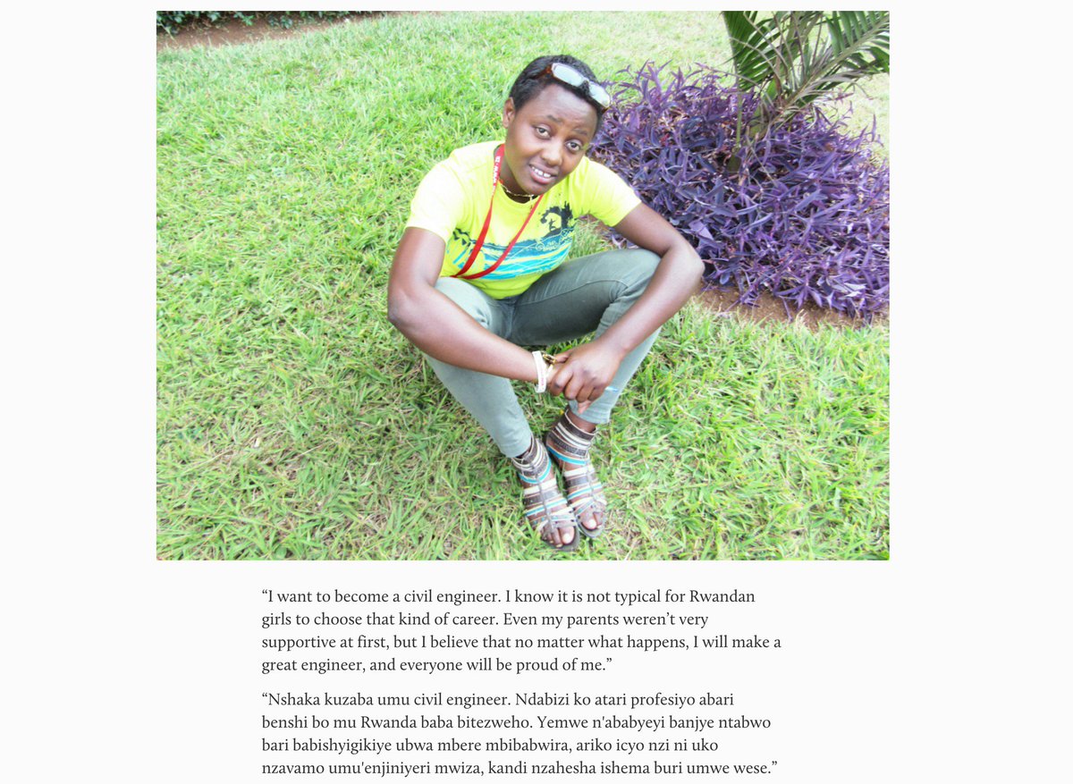 humansofrda's tweet photo. "I want to become a civil engineer. I know it is not typical for Rwandan girls...
#rwanda #humansofrwanda #RWoT https://t.co/VM9SnMJp4U