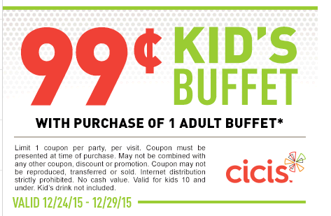 Cicis Cici Pizza 99 Cent Kids Buffet Just Got In Email Dec 24 29 2017 Attached Share Please Ywpic Twitter Com Dlsb0ttpqr