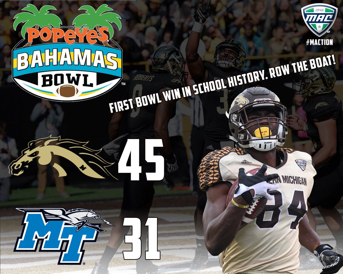 MACSports's tweet image. WESTERN MICHIGAN WINS FIRST BOWL GAME IN SCHOOL HISTORY!!! Way to go Broncos! Row The Boat! #MACtion
