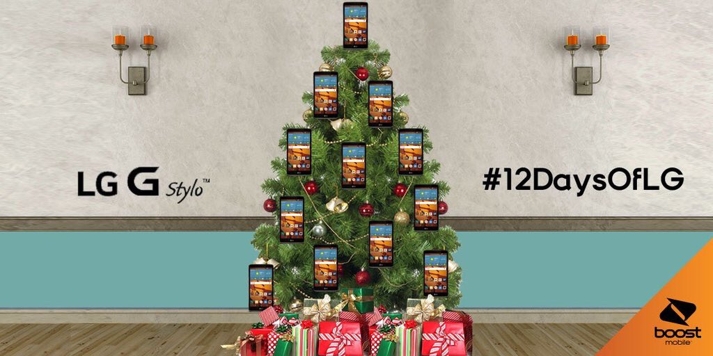 boostmobile's tweet photo. Christmas time is here! RT to win a @LGUSAMobile G Stylo for #12daysofLG giveaway. #contest https://t.co/KcYmVkOESC https://t.co/1u1Fk7ICVt