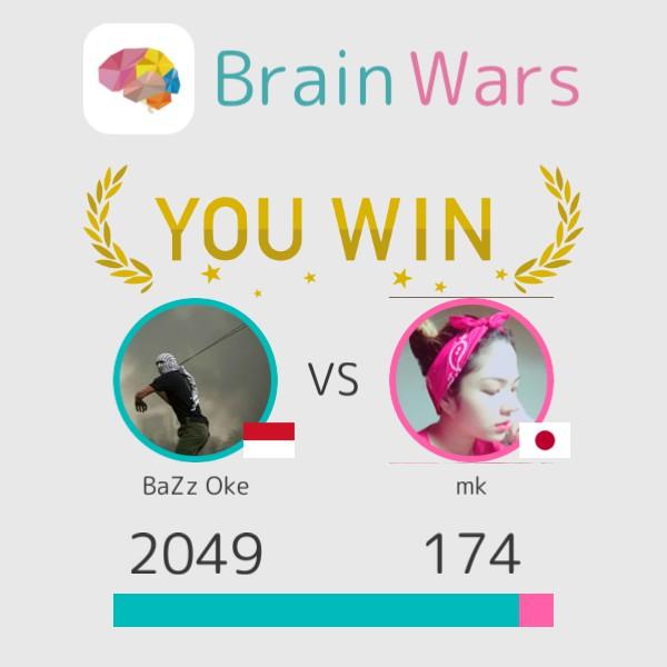 I challenged mk and won:) Challenge players from around the world! #BrainWars
brainwarsapp.com
