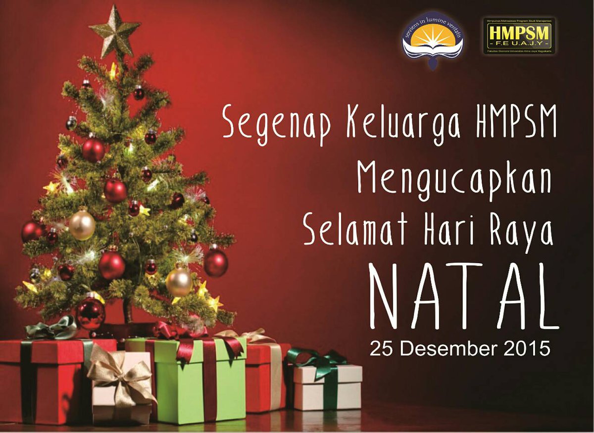 Segenap keluarga HMPSM FE UAJY mengucapkan Selamat Hari Natal 2015. Semoga damai natal selalu beserta kita 😇😇😇🎄🎄🎄