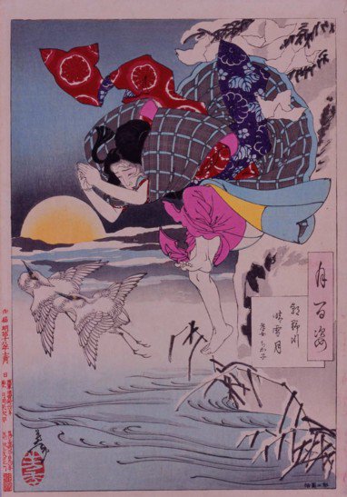 雪の浮世絵②】月岡芳年「月百姿 朝野川晴雪月 孝女ちか子」。投獄され
