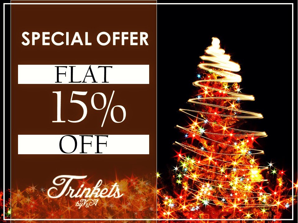 Trinkets_VA's tweet photo. Christmas Special!!
Avail 15% off on all products.
#discount #jewellery #fashion #shop https://t.co/wVvhAvwnIl