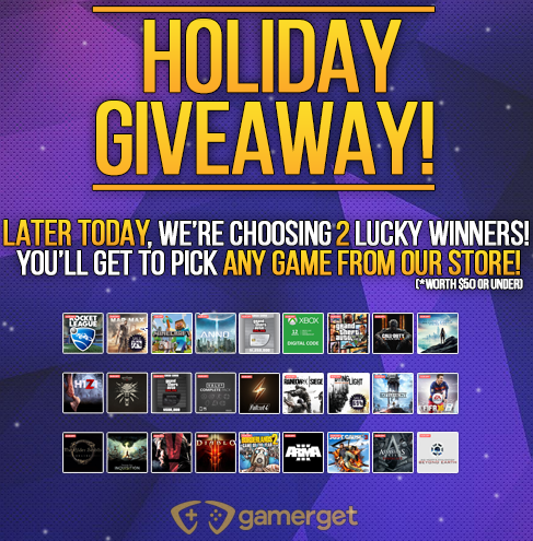 There's STILL TIME to enter our SPECIAL HOLIDAY GIVEAWAY! | GAMERGET.GG

To enter:
-FOLLOW <a href="/GamerGetGG/">GamerGet.GG</a>
-RT this!