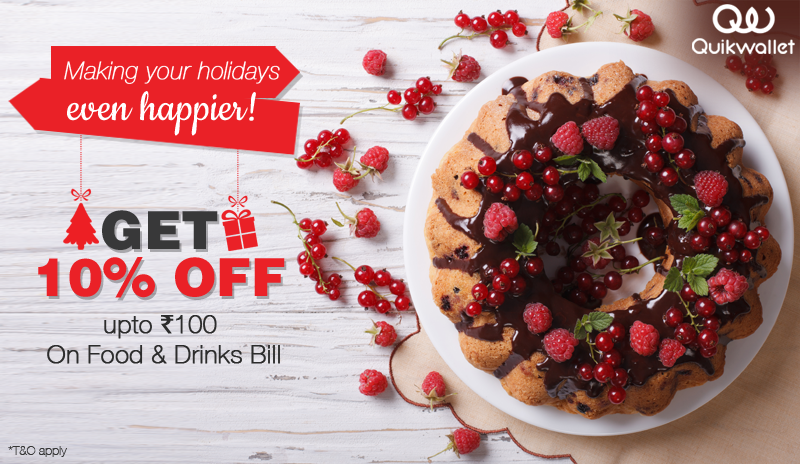 Download #QuikWallet at bit.ly/Quikwallet and redeem 10% credits on restaurant bill payments. #Christmas