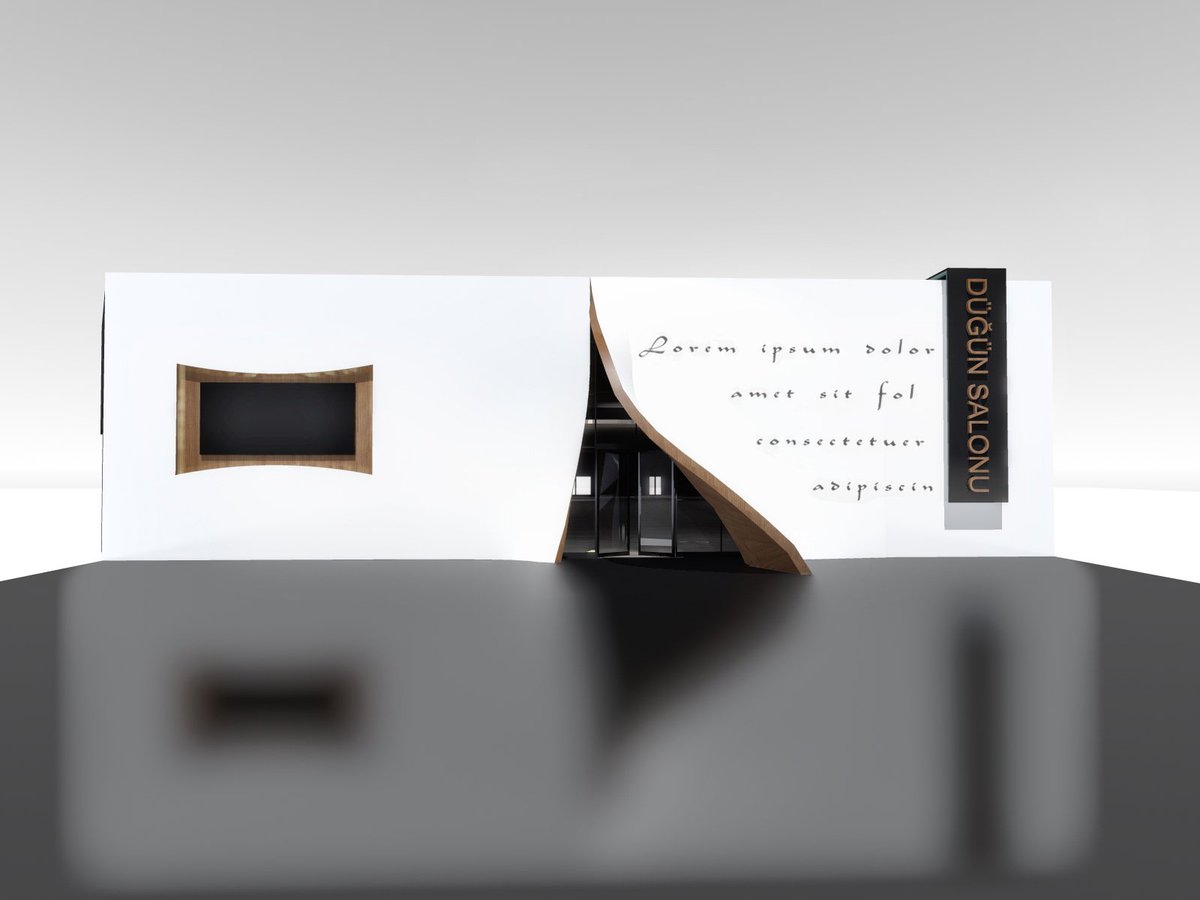 Yeni bir sayfa konsepti ile evliliğe ilk adım olan düğün salonu salonu cephe projesi ve 3d  tzn.com.tr