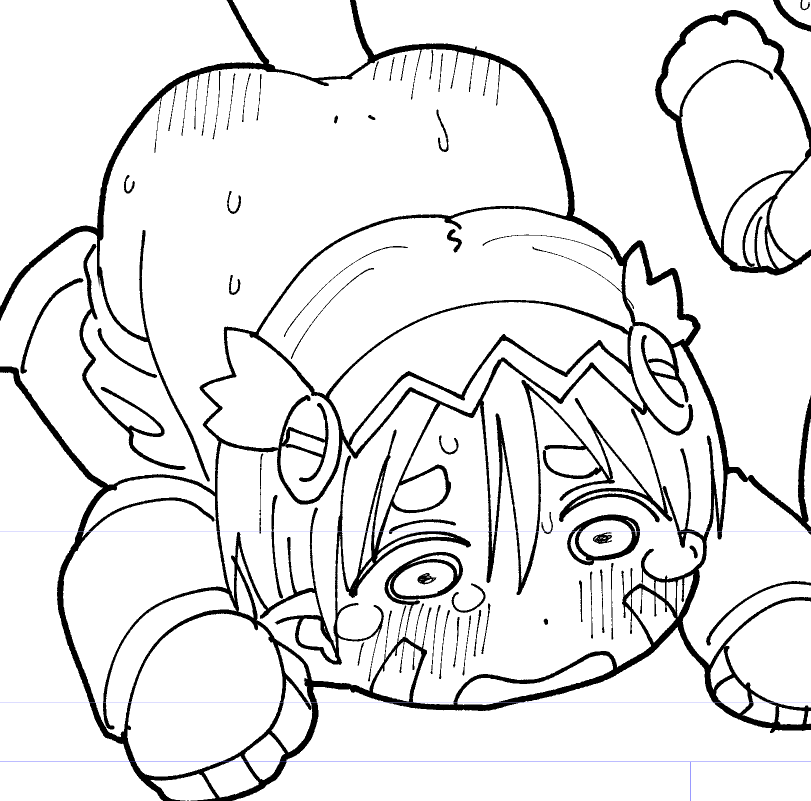 今描いてるメイドインアビス漫画の一コマから 