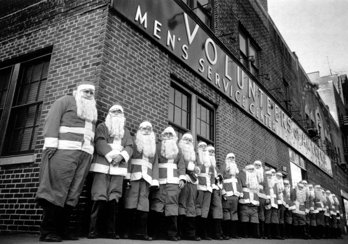 Men from Volunteers of America in front of a service center before the #Christmas season. #NYC 1961. © #DennisStock