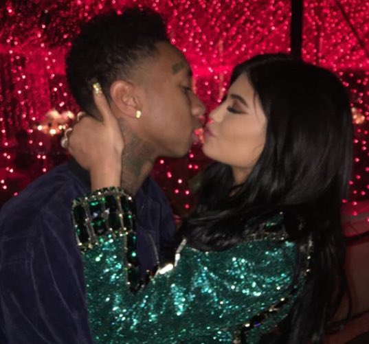 KardashianNavy's tweet image. Kylie and Tyga at the Christmas Eve party