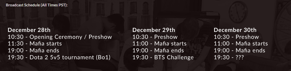 CharlieYang's tweet photo. Watch us build more mistrust in the scene than the collapse of CPL.

Schedule for TheTown.gg https://t.co/m6b1CYzKxX