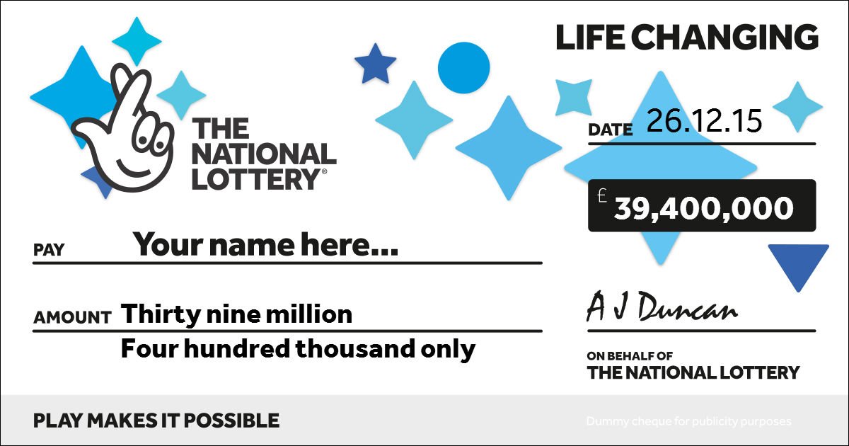 TNLUK's tweet photo. "My name is written all over tonight's £39.4million Lotto jackpot!" #Believe https://t.co/IG7zTFg1or