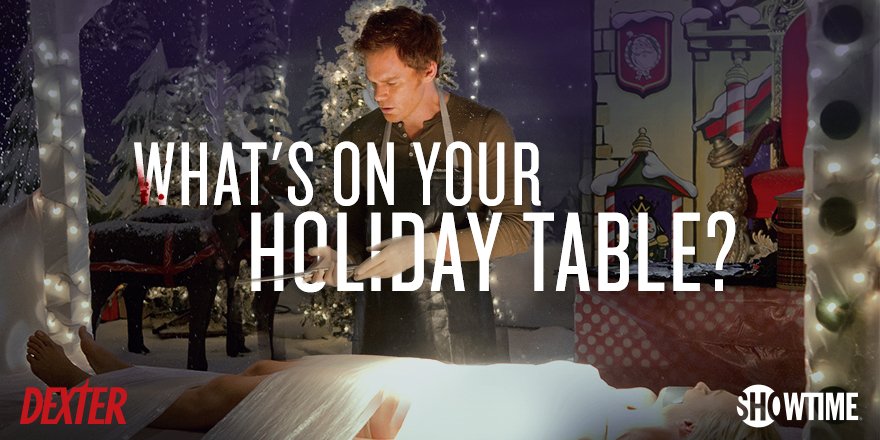 SHO_Dexter's tweet photo. We hope you get what you're dying for this holiday season. #Dexter #HappyHolidays https://t.co/WleMehumTr