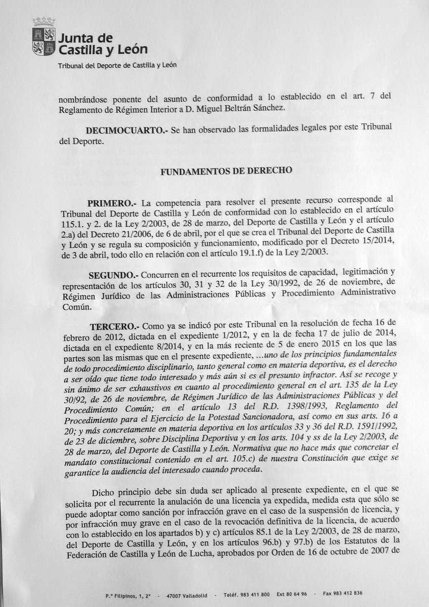 CL_Campohermoso's tweet photo. NUEVA RESOLUCIÓN TRIBUNAL DXT CCLL, sacando "los colores" a la Federación Lucha y sus Comités Disciplinarios (2). https://t.co/iDG2f9QQld