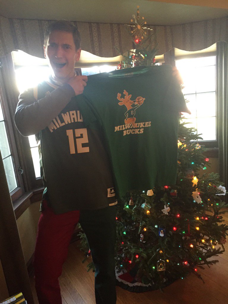 DanArras's tweet photo. @Bucks nothing says Christmas like new Bucks swag. #OwnTheFuture #FearTheDeer #XmasPants #NewDraftPick https://t.co/5prxW3MBJM