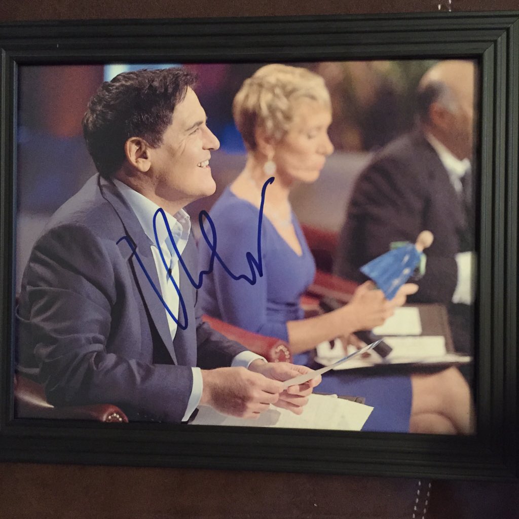 RyanJSmith247's tweet photo. My girlfriend got me a signed photo of one person that truly motivates me, @mcuban, On the set of @ABCSharkTank! https://t.co/XJ9p5Pg2Lp
