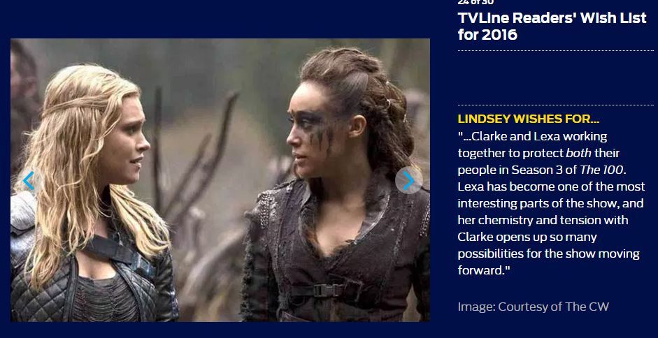 ToukoLion's tweet photo. "Lexa has become ONE OF THE MOST INTERESTING PARTS of the show AND HER CHEMISTRY AND TENSION WITH CLARKE..." YEEES https://t.co/T1ynICtsvS