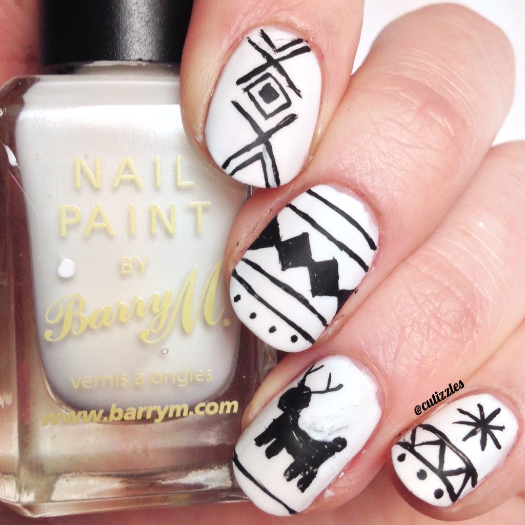 cutizzles's tweet photo. Freehand design using @BarryMCosmetics "White" and acrylic paint #Barrym #nailart #designs https://t.co/OzglN5DjeL