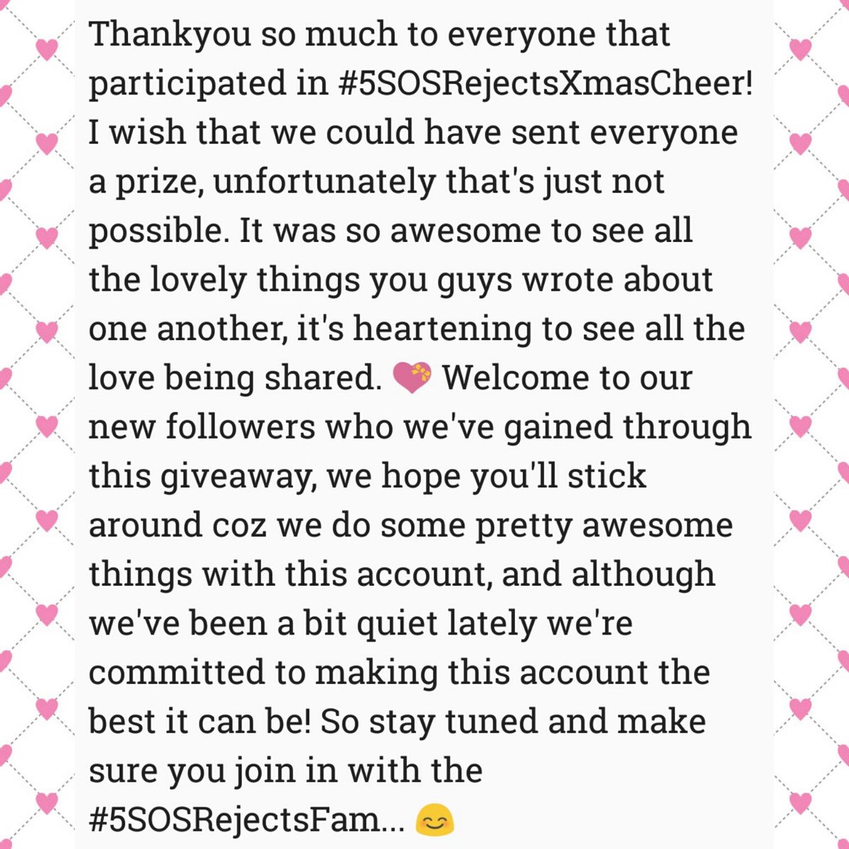 neonmoonlightx's tweet photo. Thanks everyone who participated in #5SOSRejectsXmasCheer π and welcome to the new members of the #5SOSRejectsFam! π https://t.co/BP78uk6qKy