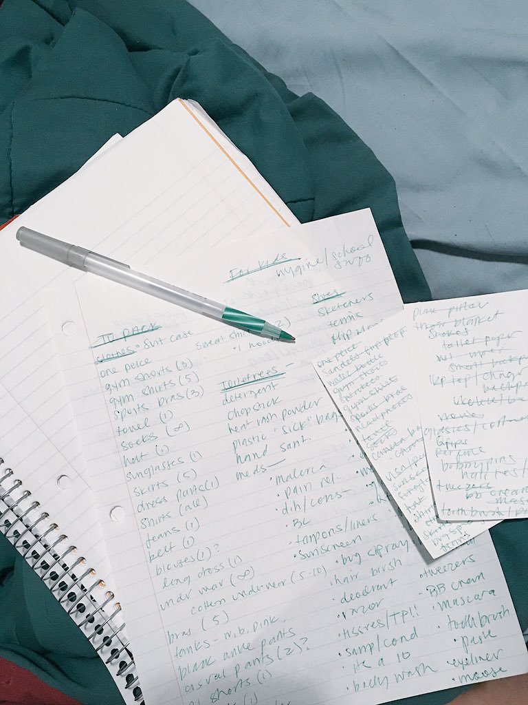 Alexisphernelia's tweet image. How does one begin to pack for a month in a third world country? #listslistslists