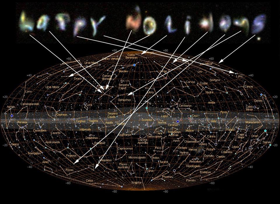 Various galaxies got together to deliver a special message to you.
By: Sloan Digital Sky Survey &amp; Galaxy Zoo.