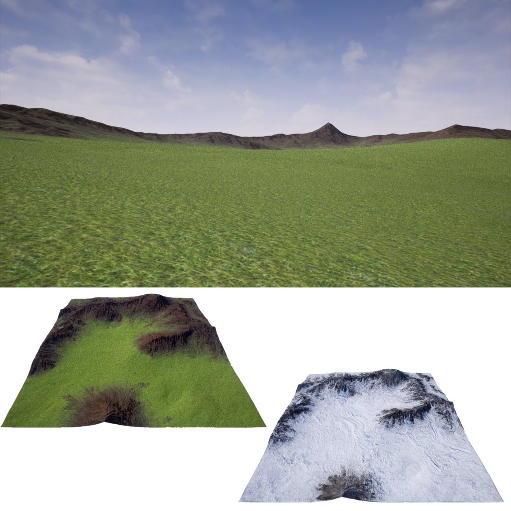 Darrell_Glidden's tweet photo. Four #Landscapes done real world scale in #unreal4 #environments #gameart #worldmachine https://t.co/EuR8IkRUFj
