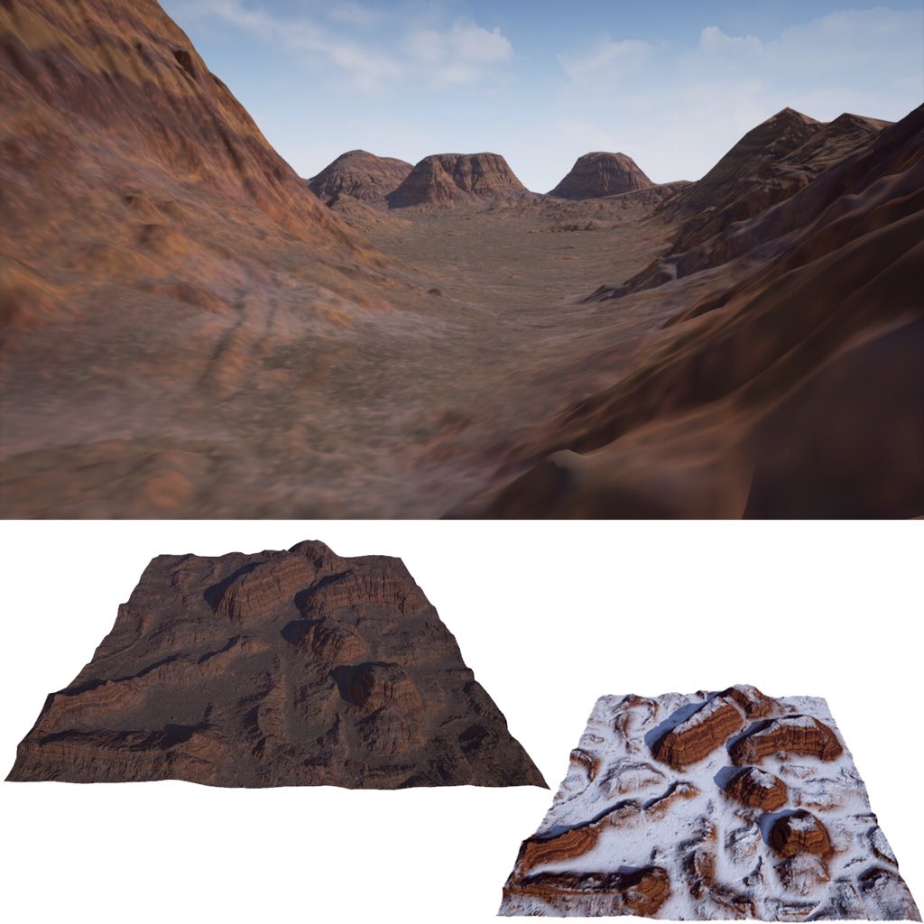 Darrell_Glidden's tweet photo. Four #Landscapes done real world scale in #unreal4 #environments #gameart #worldmachine https://t.co/EuR8IkRUFj