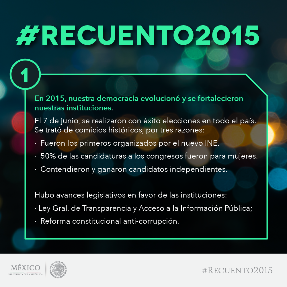 PresidenciaMX's tweet photo. La transformación que hemos emprendido tiene 3 vertientes. https://t.co/BQidq41UZG #Recuento2015 https://t.co/DKPp8z0dpo