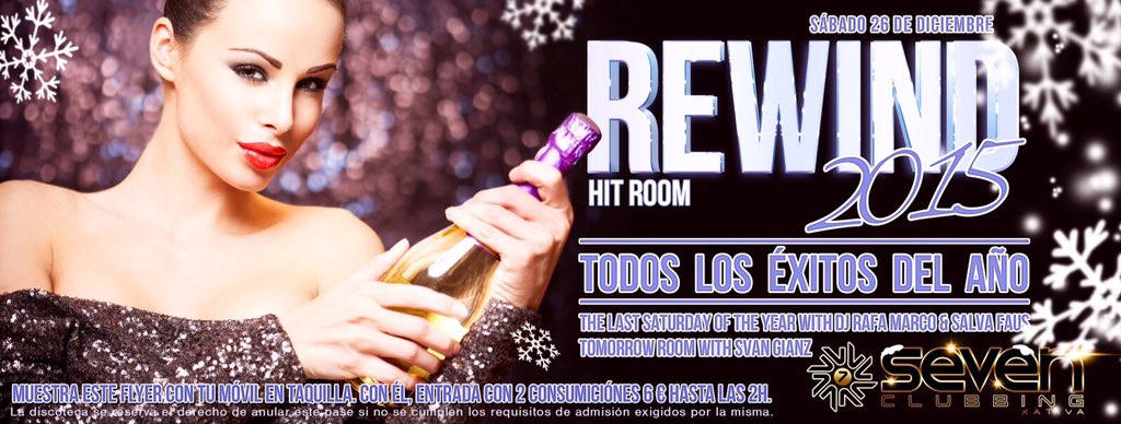 sevenxativa's tweet photo. Esta noche ⏮REWIND 2015⏮ con @djrafamarco &amp; @SalvaFaus en #HitRoom + @svangianzdj en #TomorrowRoom https://t.co/Mp98z9ZDDl