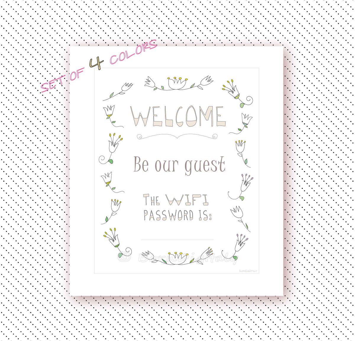 Marian Romano Wifi Password Sign Printable Welcome Wifi Guest Room Guesthouse T Co 30eyrbds9d Set Of 4 Colors T Co Epnmaem1gz