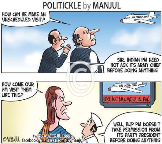 SkWip's tweet photo. The best ever by @MANJULtoons 
#ModiInPakistan https://t.co/VLuUyh8zh1