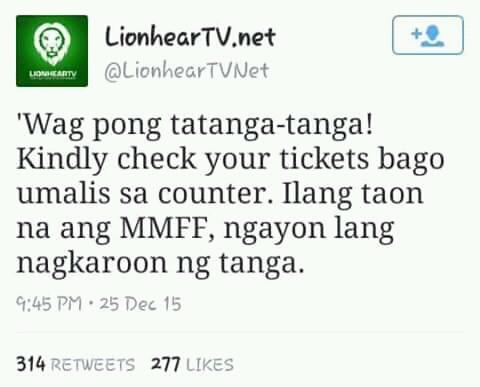 ohohmarioph's tweet photo. Ngaun lang nagkaron ng ticket swapping ng sumali ang ALDUB s MMFF.. ganyan ba m222nan nmin? #BeautyAndTheBestieDay2 https://t.co/nT1hcqObxq